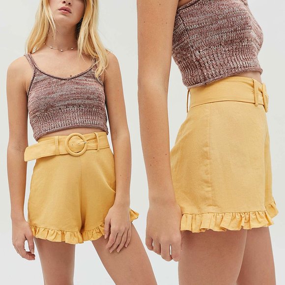 Anthropologie Pants - Capulet Women's Natasha High Waist Belted Ruffle Yellow Shorts Size  XS